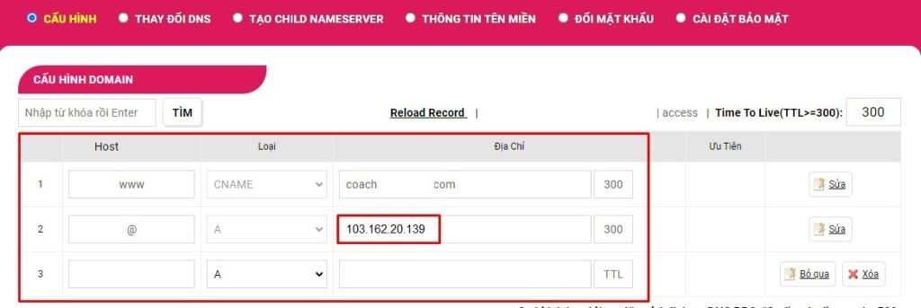 Trỏ domain qua Aditi